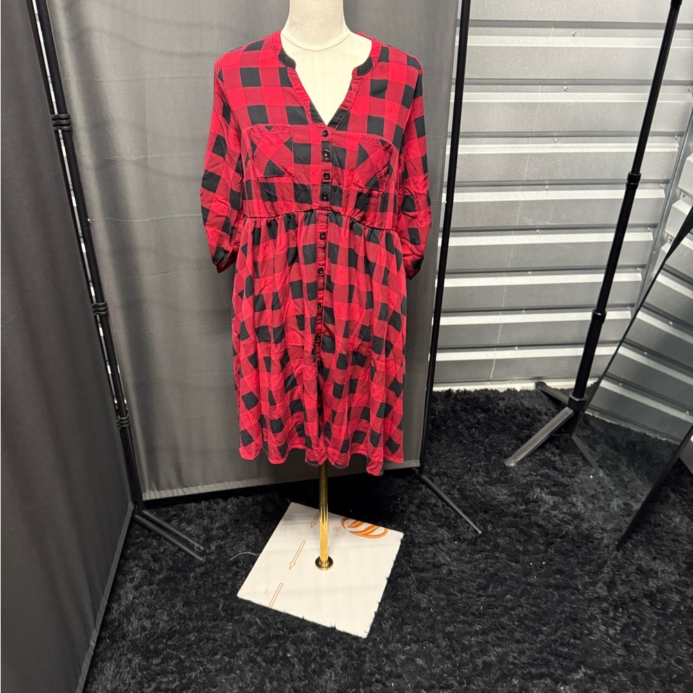 Plaid Red and Black Women's Dress
